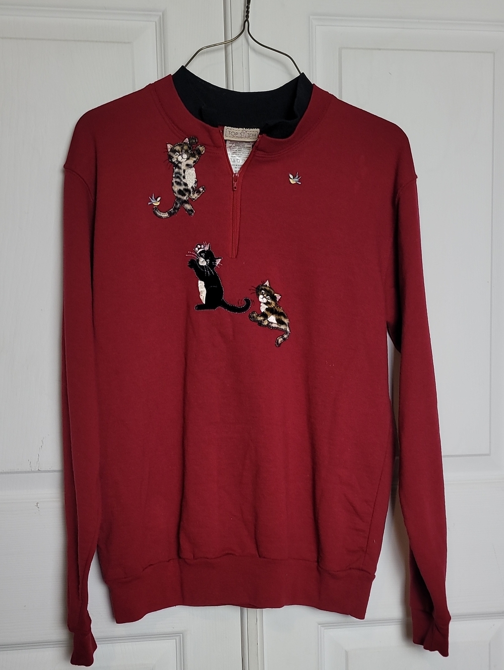 Top Stitch Morning Sun Cat Sweatshirt Kittens Red Pet Medium Very Soft